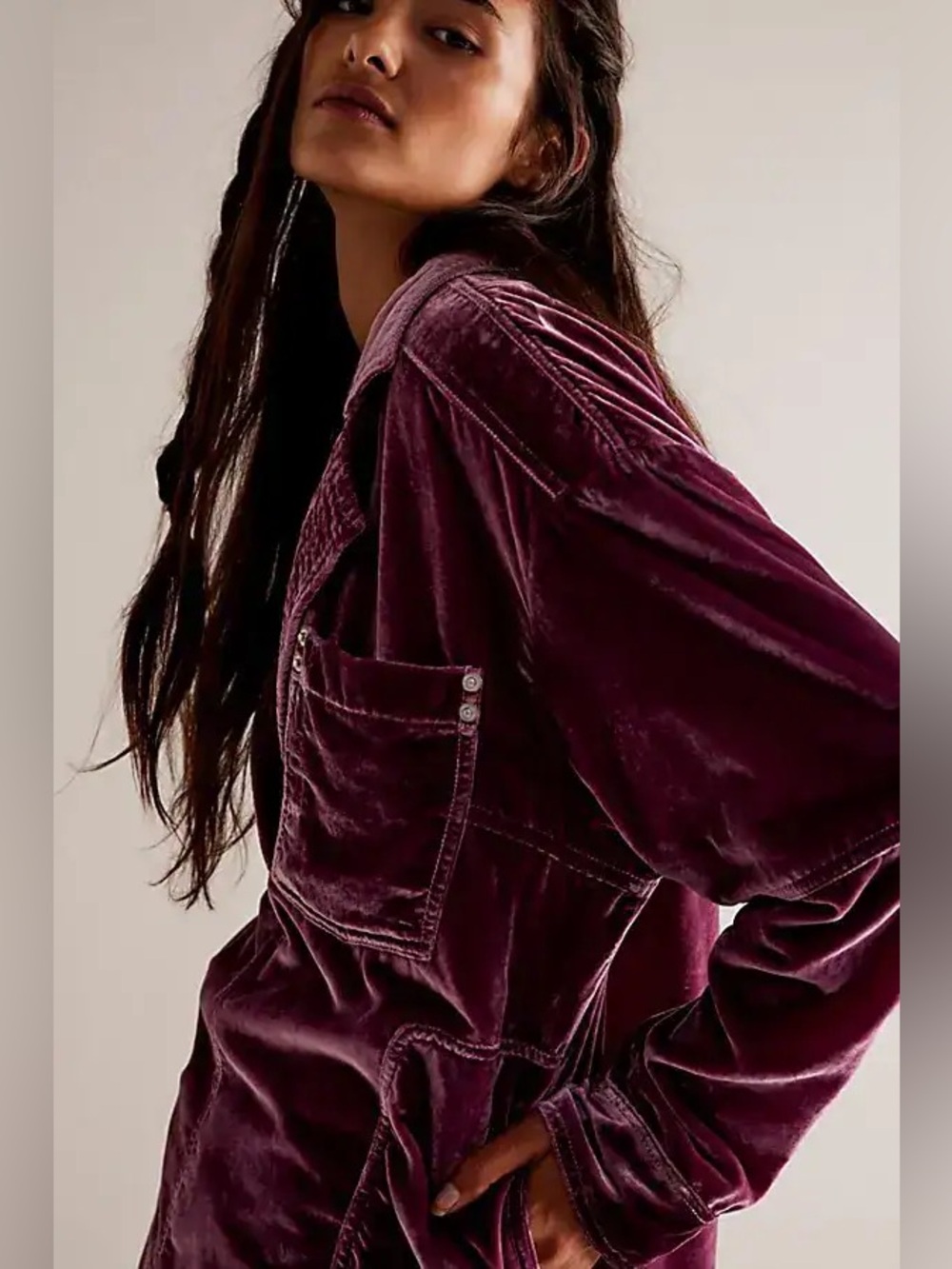 Free People We The Free Peyton Velvet Pullover Beechwood Purple Size Large